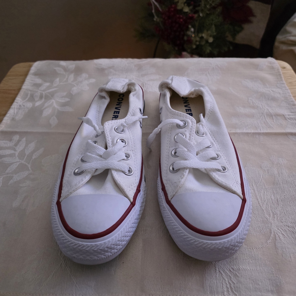 Converse Women's White Sneakers with Red Accents